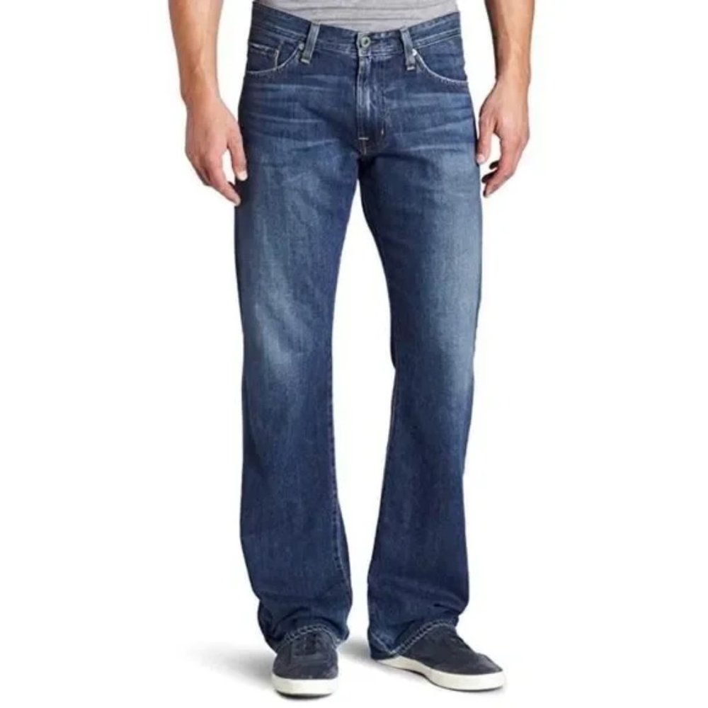 AG Adriano Goldschmied Men’s Straight Jeans in Medium Blue